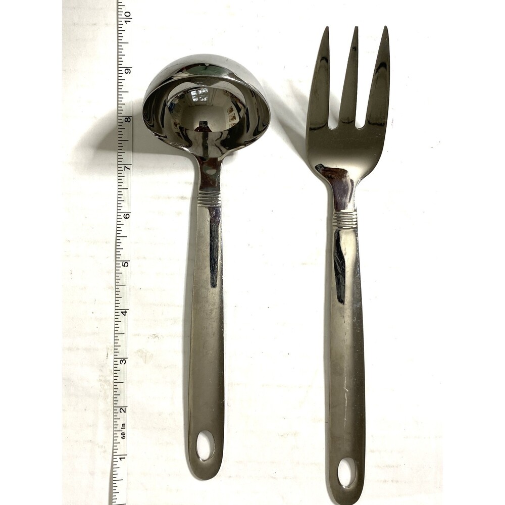 Oneida Stainless Steel Ladle & Serving Fork Set Classic Kitchen Utensils